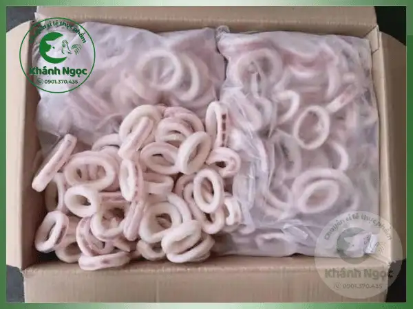 Mực Vòng Đông Lạnh Giá Sỉ (Khoanh Mực) - Cắt Sẵn Đều Tăm Tắp, Tối Ưu Cost Cho Nhà Hàng, Bếp Ăn
